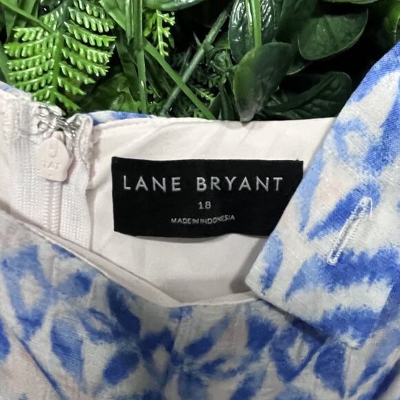 LANE BRYANT Dress Women 18 Blue Pink A Line Sleeveless Square Neck Maxi 2801 - Picture 4 of 9